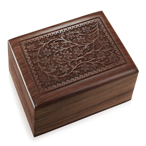 Reminded Decorative Rosewood HandCarved Floral Urn Box Wayfair